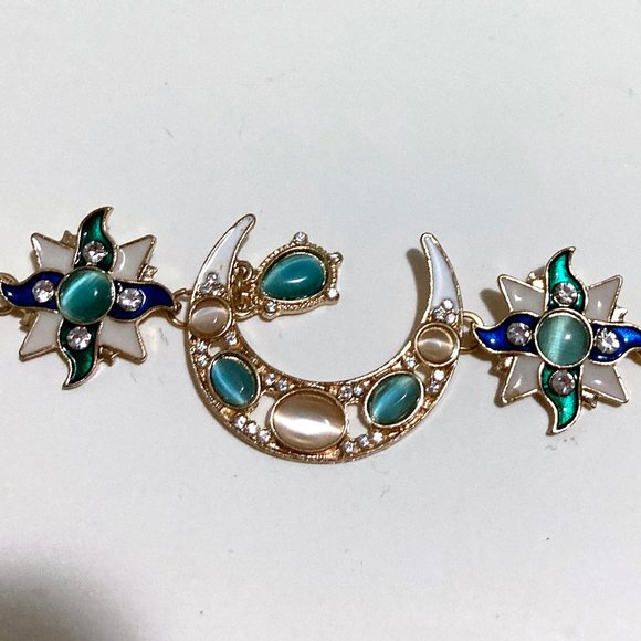 Celestial Moon Sun Stars Cats Eyes Bracelet Toggle Clasp Women's Fashion Jewelry - Picture 6 of 9